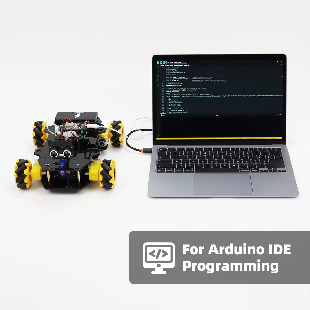 Tscinbuny ESP32 Mecanum Wheel Robot, Ultrasonic Obstacle Avoidance & APP Controlled Coding Car with Line Tracking (No Battery)
