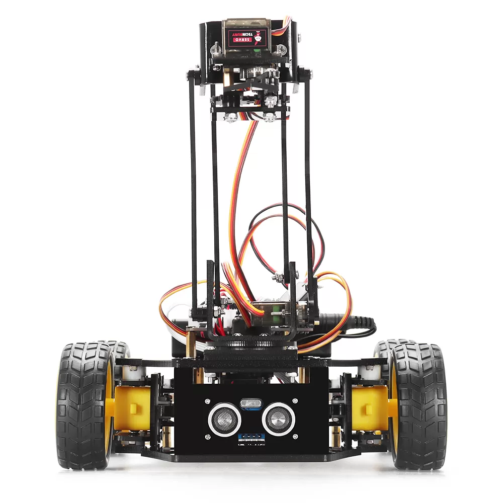 Tscinbuny Robotic Arm Car Kit, Acrylic Gripper + Ackermann Chassis & APP Control for ESP32 Automation Projects (No Battery)